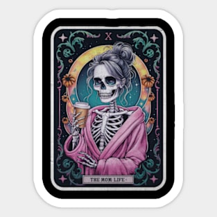 The Mom Life Skeleton Tarot Card Funny Sarcastic Occult Gothic Sticker